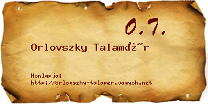 Orlovszky Talamér névjegykártya